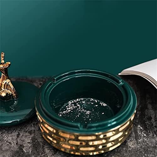 Haiqings Ashtray Luxury Anti-Fly Ash Taintray com Lid Home Office Desk Hotel Creative Ceramic Ashtray Ornamentos para o pátio