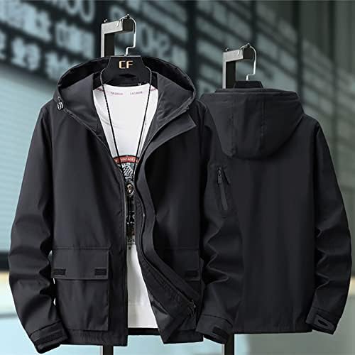Jaquetas e casacos de roupas e casacos da ADSSDQ Mens, Escola com Cap Jacket Men Fal