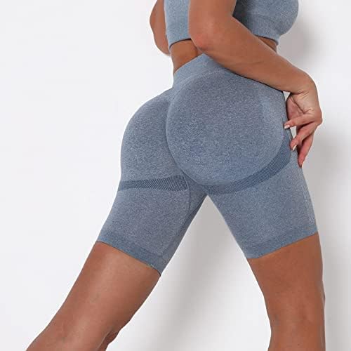 Treino de ginástica short shorts feminino controle de barriga scrunch butt shorts perfeitos de cor sólida fitness