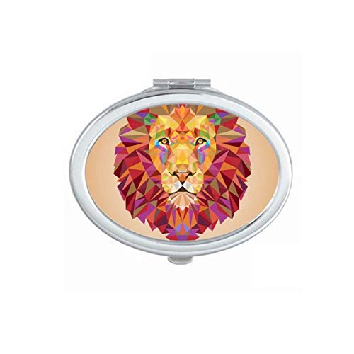 Caixa de animais de leão colorida espelho portátil portátil maquiagem de mão dupla lateral óculos laterais