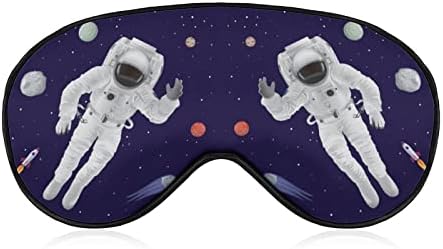 Astronauta e planetas máscara de olho impressos para os olhos macios cobertura de olhos com cinta ajustável Eyeshade Night Travel