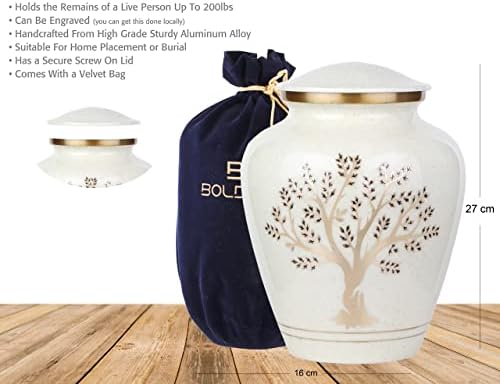 Bold & Divine Beautiful Tree of Life Urn Adult | 200 polegadas cúbicas | Urna memorial de cinzas humanas, enterro, urnas