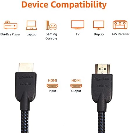 Cabo HDMI de alta velocidade do Basics-6 pés, manipulado de nylon