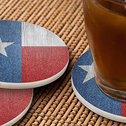 Pznen Texas Flag Coasters For Drinks Red White e azul Textura de madeira Patriótico de madeira para a mesa da mesa da mesa