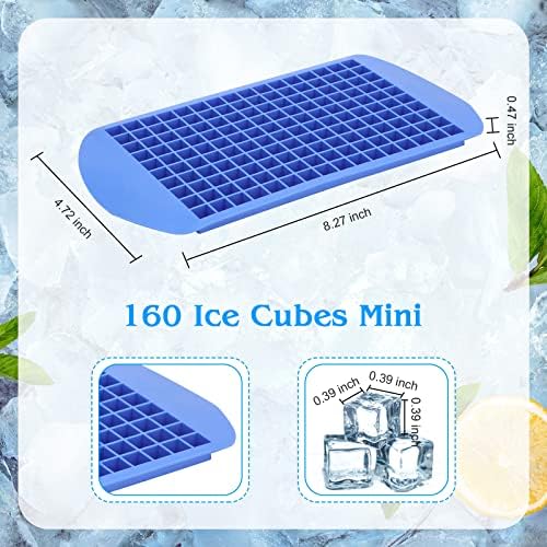 DIDAEY 24 PCS Silicone Mini Cubo de gelo bandejas 160 pequenos moldes de cubo de gelo para coquetéis Bandejas de gelo quadrado