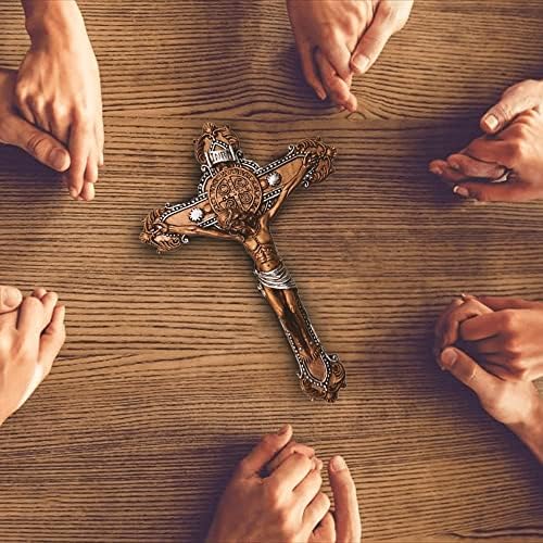 Quatro Crucifix de Crucifix de Beans, Jesus na Cruz, Decoração Religiosa da Casa, Presente Catlico, Ouro, 10 polegadas