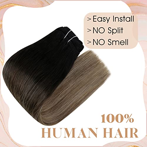 【Salve mais】 Easyouth One Pack Pack Weft Haf Hair Hair Human Human #1b/27/1b e um clipe sem costura em extensões de cabelo humano #1b/6/27 ombre preto 22 polegadas