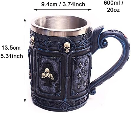 Skull Beer caneca tanque 3d resina e aço inoxidável caneca de água de café interna