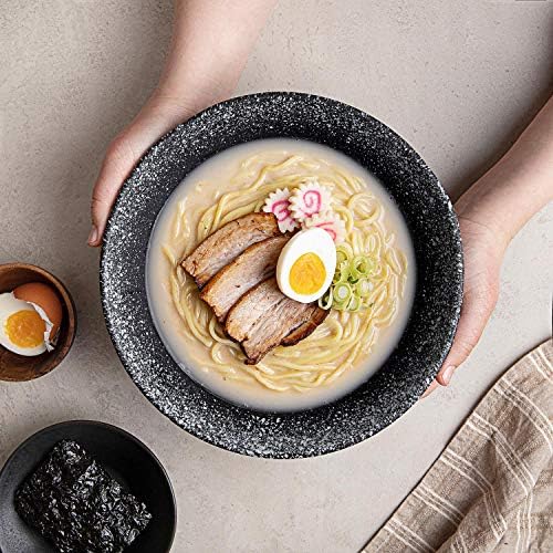 Alex Kato Cerâmica japonesa Ramen Bowls Conjunto de 2 a 60 onças de sopa de macarrão grande, com pauzinhos e colher para asiático pho