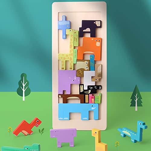 Tetrispuzzle dinossauro de animais tridimensionais com imagem combinando perfeita para brinquedos de aprendizado em idade