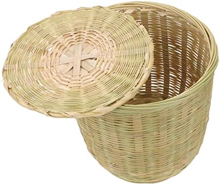 Cesto de cesta de cesta de cesta de bambu de chá com tampa de alimentos recipientes de recipientes de vime com cesto de cesta