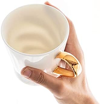 Calix fino porcelana branca xícaras de café com colheres de ouro 11,8 onças China Chá Cup de quarenta bebidas de café, café