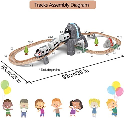 Trel Track Set com 3 ponto de identificação inteligente, Toy Multicolor Tracks para Chicya Smart Train Playset, kits de trilhos de