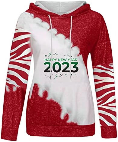2023 Feliz Ano Novo Tops, moletons femininos fofos de vaca de vaca longa camisetas T Top pulôver de cordão drago