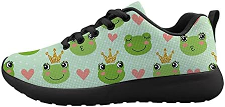 Owaheson Heart Gold Crown Frog Prince Men's Cushioning Shoe Shoe Athletic Walking Tennis Shoes Sneakers