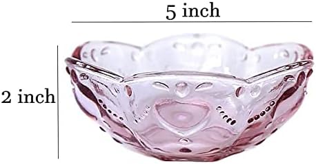 Choold vintage vidro romântico sakura forma o coração em relevo a tigela de sorvete de sobremesa tigela tigela tigela tigela de salada 8oz 8oz