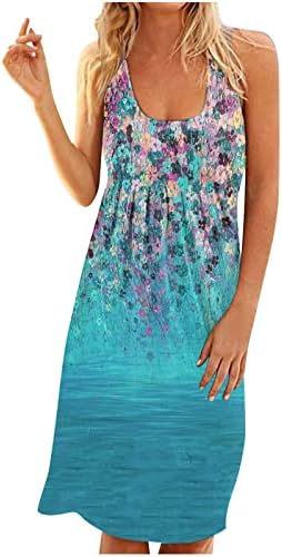 Vestidos de tanque de verão para mulheres boho estampa floral praia vestido de praia