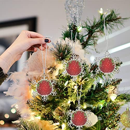 Decorações de Natal de floco de neve, decorações de floco de neve em prata, árvore de natal vermelha para árvore de natal na árvore de natal inverno 4pcs