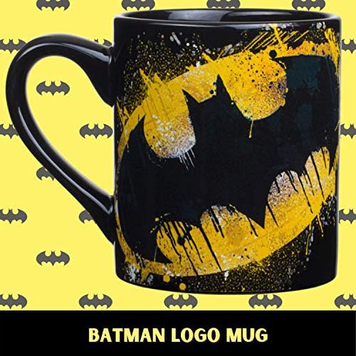 Silver Buffalo DC Comics Caneca de cerâmica, 14 onças, 14oz Batman Splatter Paint Logo