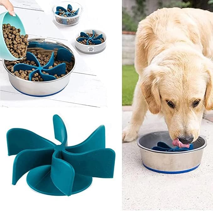 Inserção de alimentador lento em espiral, inserção de alimentador lento para tigela de cachorro, velocidade desacelerada de comer para alimentadores de animais de estimação cães de silicone de cães na tigela de cachorro /lenta tigela de cachorro /tigela de aço inoxidável