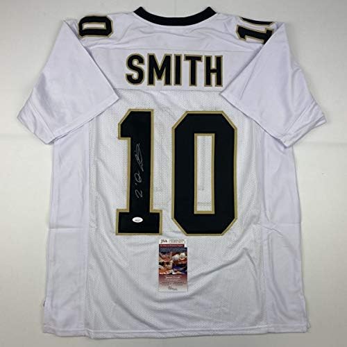 Tre'quan Smith autografado/assinado Smith Nova Orleans White Football Jersey JSA COA