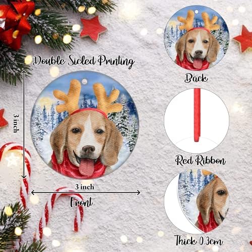 Ornamento de natal beagle feliz natal ornamento de cachorro chapéu de veado ornamento de natal