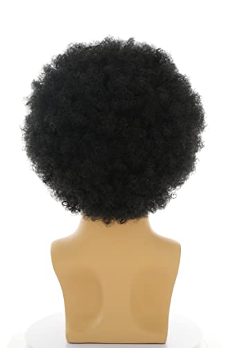 Roleplar Short Black Afro Afro Fluffy Disco Hippie Wigs, Men Wig Curly, perucas de fantasia de roqueiro