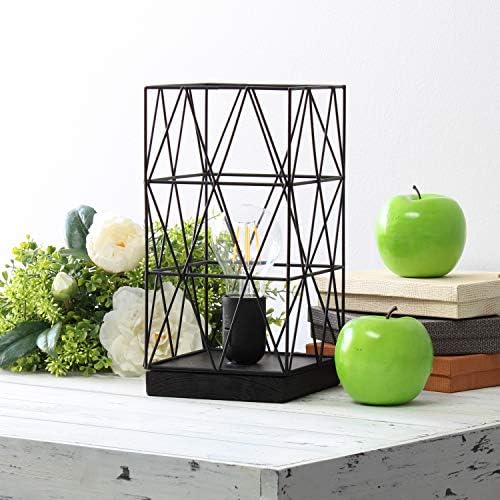 Designs simples LT1073-BLK Lâmpada de mesa de metal quadrado, preto 5.13 x 5,13 x 10,25