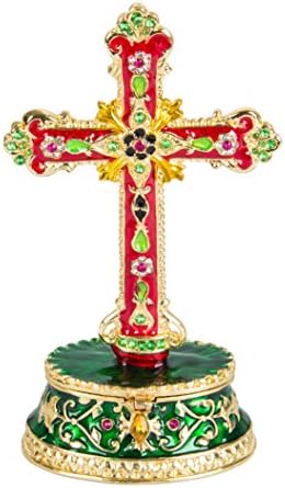 Manistro de Qifu pintado esmaltei a cruz de jóias decorativas Caixa de bugigangas de jóias de arco de barriga para decoração de casa