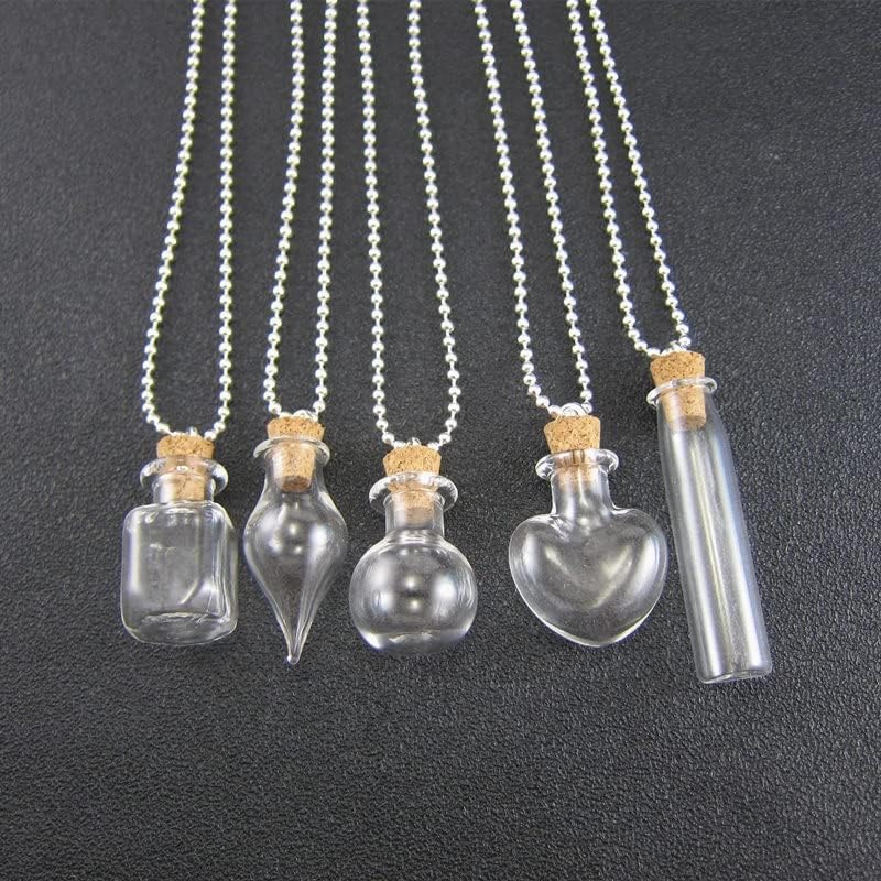 Bizben Bottle vazio Neklace Mini garrafas de vidro pequenas com frascos de rolhas de cortiça transparentes desejando garrafas de perfume de colar de garrafa de garrafa
