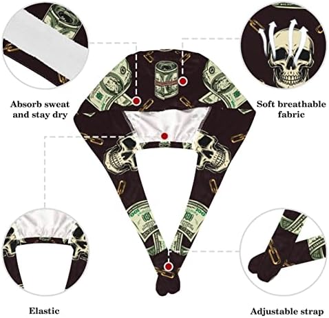 Caps médicos Capinho de trabalho ajustável com botões e cabelos arco -arco e tiador e tubarão