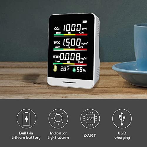 Yasez inteligente sensor de CO2 CO2 Temperatura de temperatura Detectar ferramenta de qualidade de qualidade monitor Ferramenta de