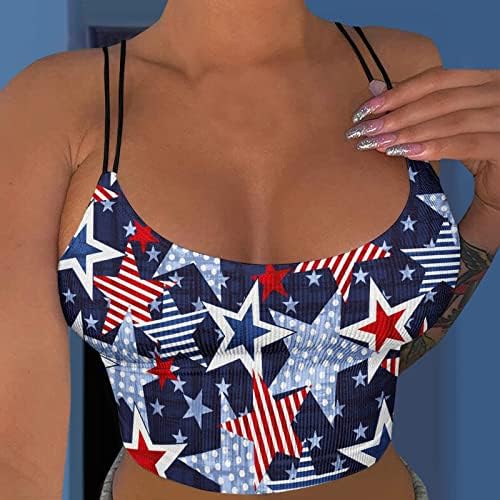 Tanques de camisola da bandeira americana da mulher tanques de camisola de verão camisa de mangas de pescoço com mangas sexy slim