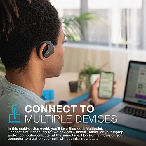 JLAB Open Sport Open-Earless Wireless Fones de ouvido | Preto | Earhook flexível | Multiponto Bluetooth | Dual Connect | Escuta segura