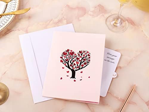Liif Love Tree Casal Casal Dia dos Namorados 3D Card, feliz aniversário, casamento, dia das mães, noivado, aniversário | Para esposa, marido, pais, casal, namorada, ela | Com nota de mensagem e envelope | Tamanho grande 8 x 6 polegadas