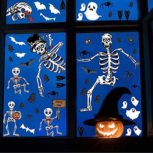 Adesivos de janela de Halloween 6 folhas / 80pcs decalques de parede de janela assustadora, decorações de janelas de Halloween,