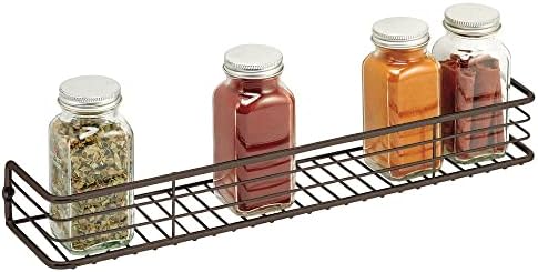 Mdesign Metal Wir Mount Spice Rack Shelf - Organizador para armário de cozinha, armário, despensa de comida - suporte de garrafa - 16 polegadas - 2 pacote - preto