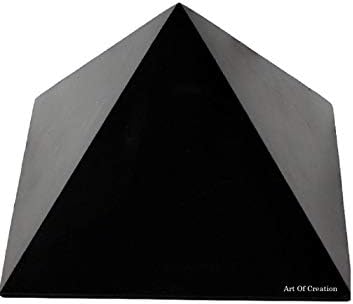 Arte da criação Fada à mão Shungite Black Orgone Pyramid Alta Pedra Natural Polida 8 cm Para proteção contra radiação EMF, Pedra autêntica de Karelia, Rússia para Aura Purification