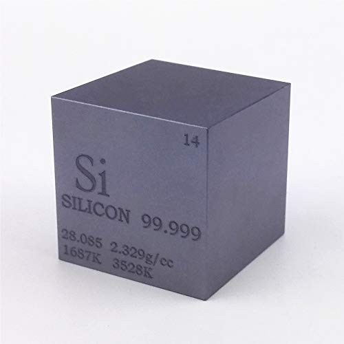 1 polegada de 25,4 mm Cubo de metal de silício 99,999% Tabela periódica gravada de elementos