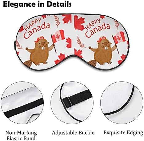 Bandeira canadense castora engraçada máscara de olho máscara macia cobertura ocular com olho noturna de cinta ajustável