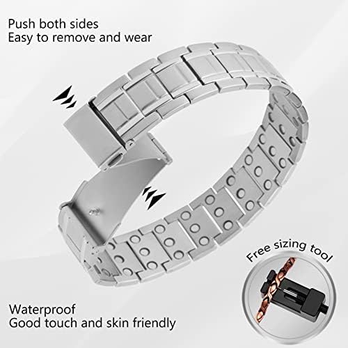 Jecanori 3x Anel de pulseira ultra magnética para homens, pulseira de aço de titânio grande e anel magnético de cobre, presentes