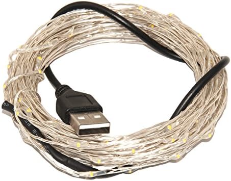 Karlling USB Plug in LED Fairy Lights, 50 lâmpadas LEDs 16 pés Luzes de cordas estreladas de arame prateado para o pátio de