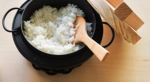 Iwachu 21285 Pote de arroz, 3 xícaras, preto, esmalte interno da superfície, compatível com indução, Nambu Ironware