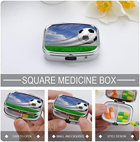 Caixa de futebol de pílula futebolista de futebol de futebol quadrado caixa de tablets portátil Pillbox Vitamin Container Organizer Pills Solder com 3 compartimentos