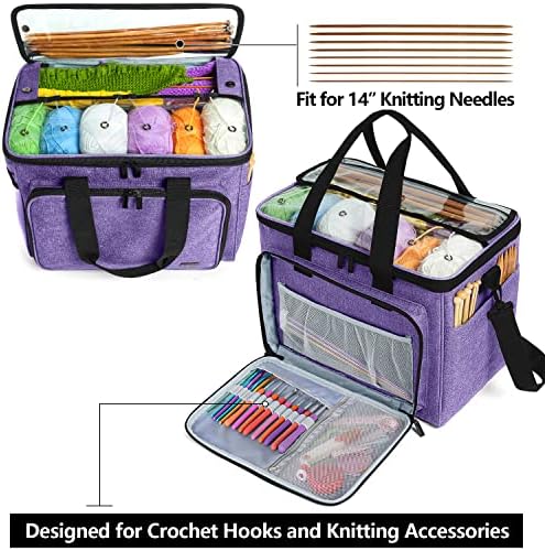 Bolsa de tricô Teamoy com 12 PCs Crochet Hook Conjunto