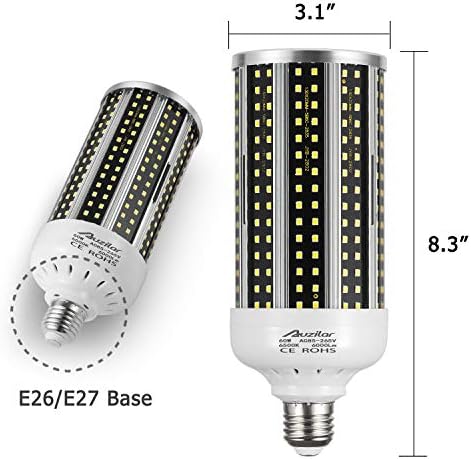 2-PACK （500W Equivalente) LED LUZ LUZ 6000 Lúmen 6500k 60W Área grande Área grande Day Luz do dia Branca E26/E27 Média