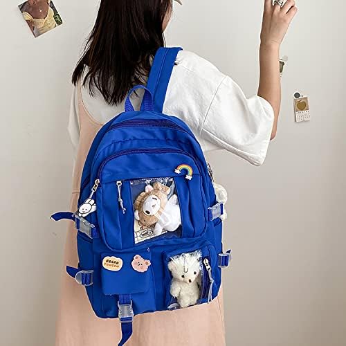 Mochila Kawaii com pinos de crachá Backpack estética de chaves de animais
