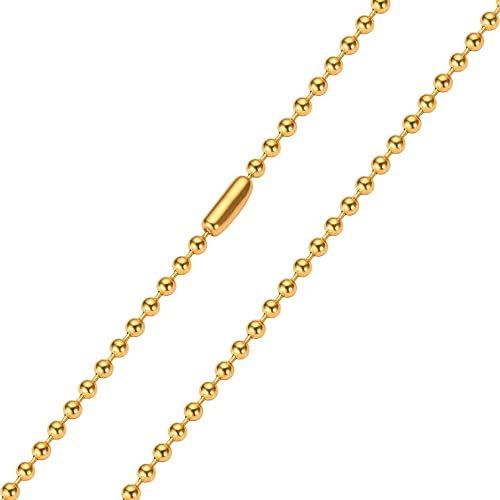 Rankui Aço inoxidável italiano Sólido Ball Chain Charclace para homens, colar de corrente preta de 18k banhado a ouro conjunto de corrente de corrente de aço inoxidável de 2,5 mm para homens Jóias de mulheres 24 polegadas
