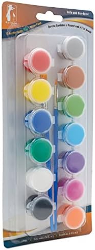 Conjuntos de tinta acrílico a granel para crianças, 24 conjuntos individuais de 12 tintas coloridas uma tinta glitter