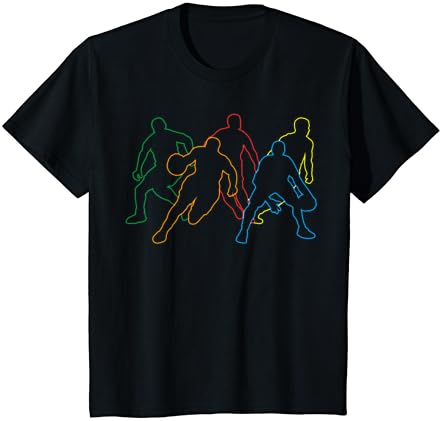 T-shirt de silhuetas de jogador de basquete de estilo retrô